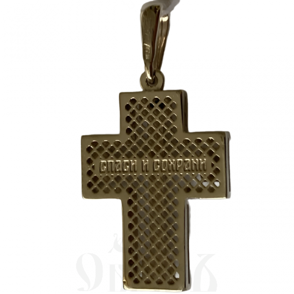 золотой крест с молитвой "спаси и сохрани", 585 проба белого цвета (арт. п-1426-з5б)