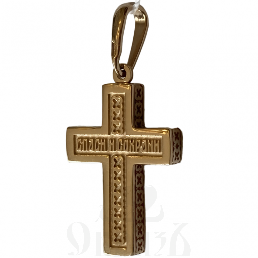 золотой крест с молитвой "спаси и сохрани", 585 проба красного и белого цвета (арт. п-1353-з5кб)