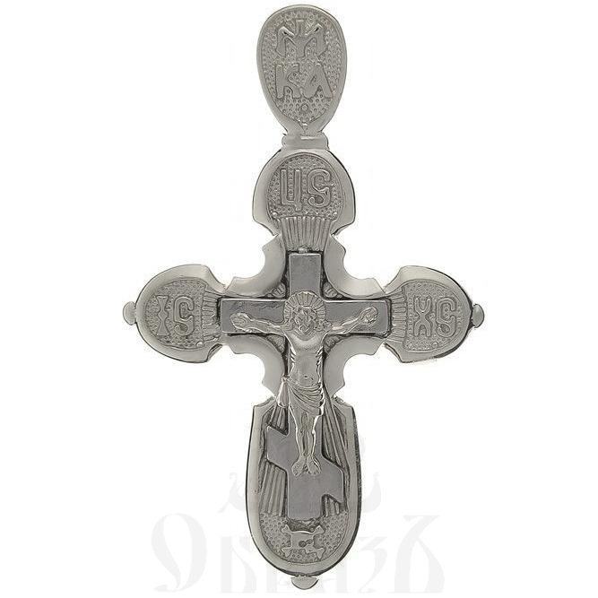 золотой крест с молитвой "спаси и сохрани", 585 проба белого цвета (арт. п10074-з5б)