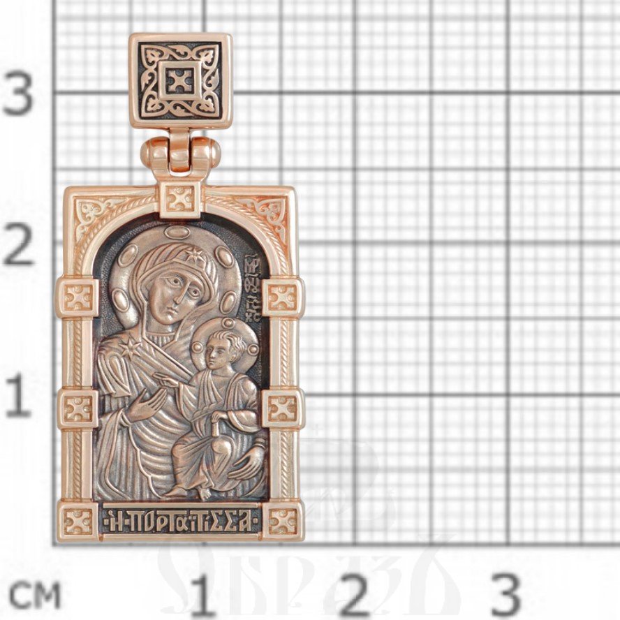 образок «иверская икона божией матери», золото 585 проба красное (арт. 202.127-1)