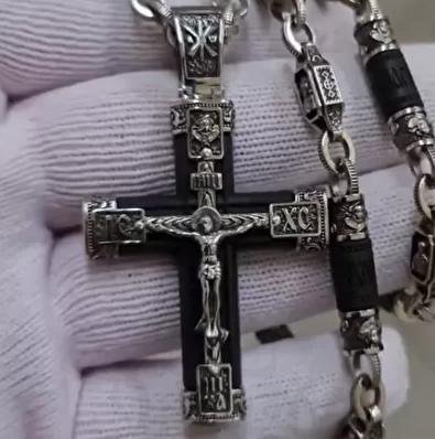 крест «распятие», серебро 925 проба эбен (арт. кэ023б)