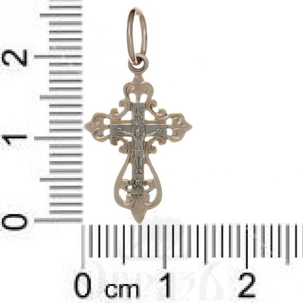 золотой крест с молитвой "спаси и сохрани", 585 проба красного и белого цвета (арт. п10083-з5кб)