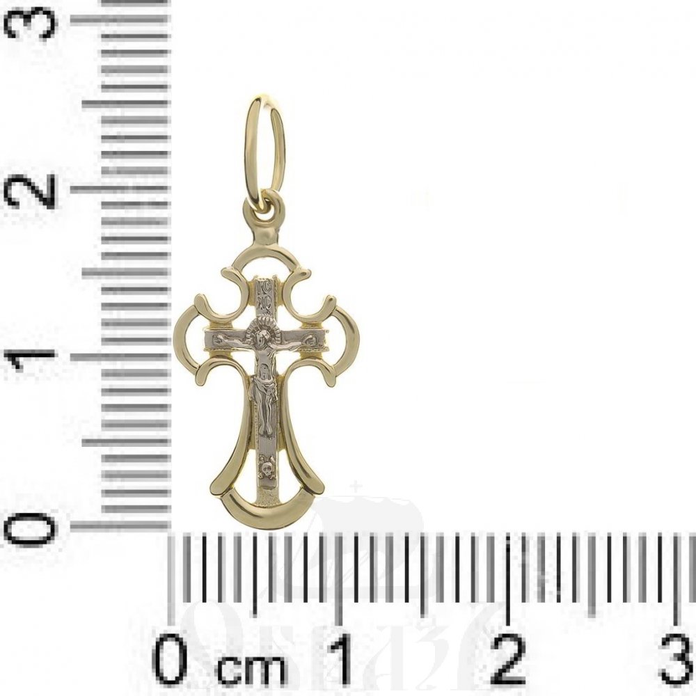 золотой крест с молитвой "спаси и сохрани", 585 проба желтого и белого цвета (арт. п10097-з5жб)